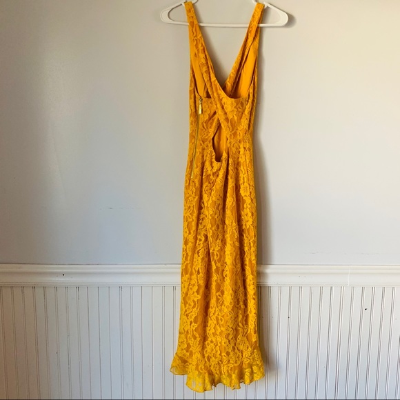 NBD x Naven Revolve Bryn Yellow Lace Ruffle Dress - Picture 4 of 9